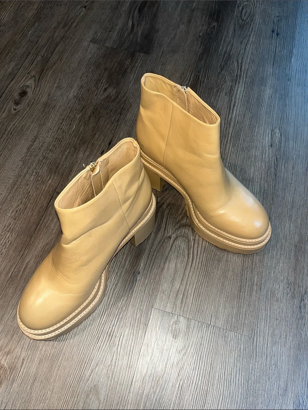 CULT GAIA Leather Ankle Booties with Chunky Heel